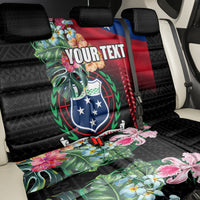 Personalised Samoa Indenpendence Day Back Car Seat Cover Tropical Samoan Coat of Arms With Siapo Pattern LT03 - Polynesian Pride