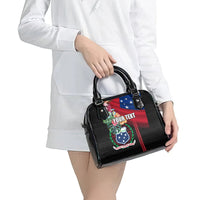 Personalised Samoa Indenpendence Day Shoulder Handbag Tropical Samoan Coat of Arms With Siapo Pattern LT03 - Polynesian Pride