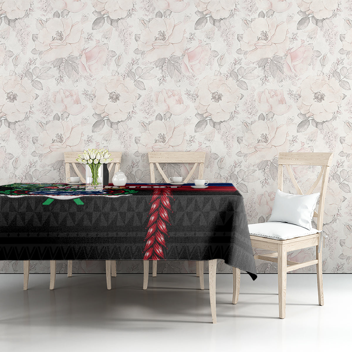 Personalised Samoa Indenpendence Day Tablecloth Tropical Samoan Coat of Arms With Siapo Pattern LT03 - Polynesian Pride