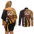 Samoa Siapo Ula Fala Couples Matching Off Shoulder Short Dress and Long Sleeve Button Shirt Polynesian Tribal Pattern LT03 - Polynesian Pride