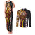 Samoa Siapo Ula Fala Couples Matching Tank Maxi Dress and Long Sleeve Button Shirt Polynesian Tribal Pattern LT03 Black - Polynesian Pride