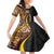 Samoa Siapo Ula Fala Family Matching Short Sleeve Bodycon Dress and Hawaiian Shirt Polynesian Tribal Pattern LT03 Daughter's Dress Black - Polynesian Pride