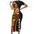 Samoa Siapo Ula Fala Family Matching Short Sleeve Bodycon Dress and Hawaiian Shirt Polynesian Tribal Pattern LT03 Mom's Dress Black - Polynesian Pride