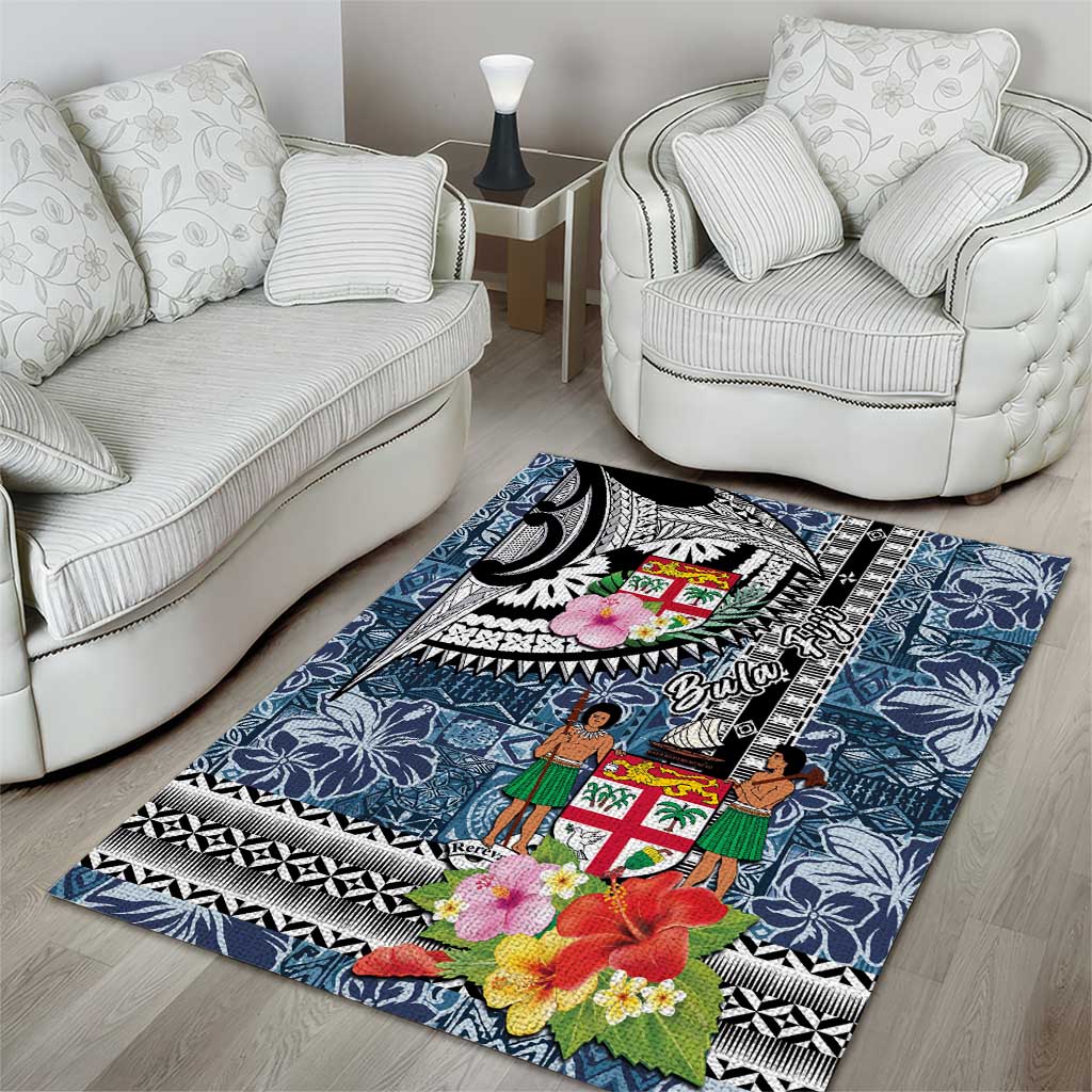 Fiji Day Area Rug Traditional Tapa with Hibiscus and Emblems LT03 - Polynesian Pride