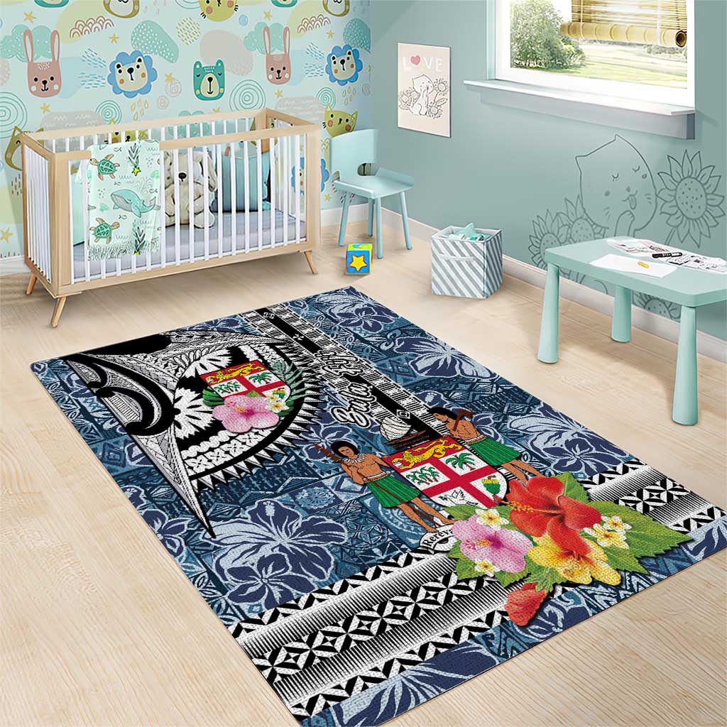 Fiji Day Area Rug Traditional Tapa with Hibiscus and Emblems LT03 - Polynesian Pride