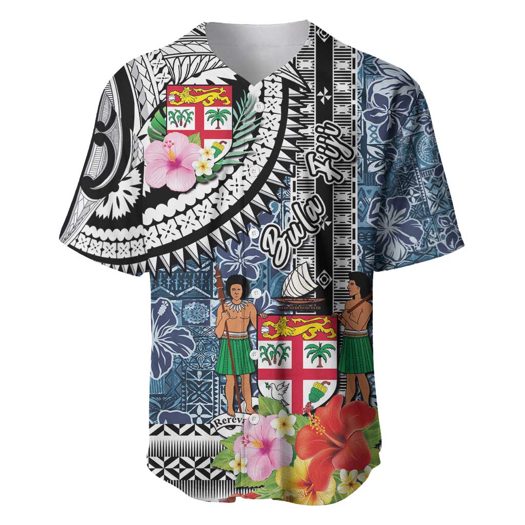 Fiji Day Baseball Jersey Traditional Tapa with Hibiscus and Emblems LT03 6XL - Polynesian Pride