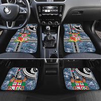 Fiji Day Car Mats Traditional Tapa with Hibiscus and Emblems LT03 Set 4pcs - Polynesian Pride