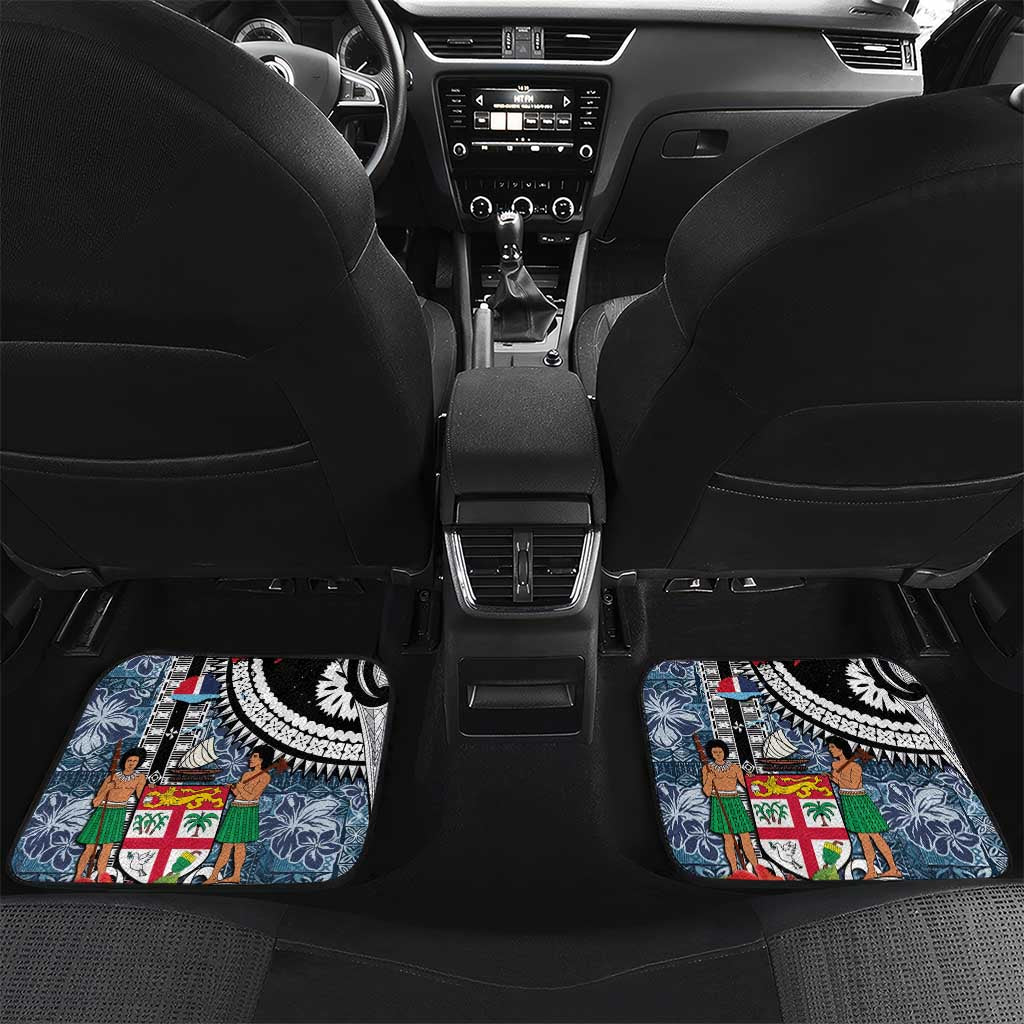 Fiji Day Car Mats Traditional Tapa with Hibiscus and Emblems LT03 Set 2pcs - Back - Polynesian Pride