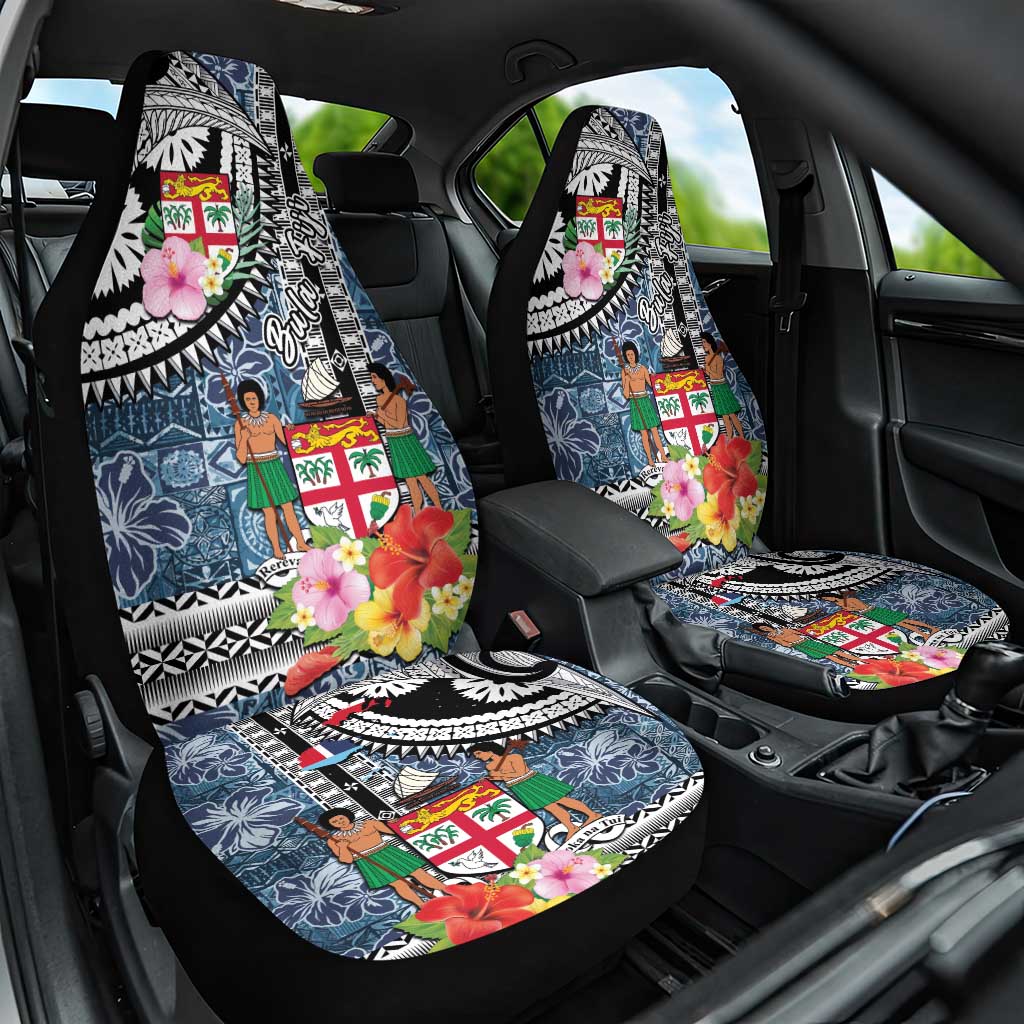 Fiji Day Car Seat Cover Traditional Tapa with Hibiscus and Emblems LT03 One Size - Polynesian Pride