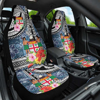 Fiji Day Car Seat Cover Traditional Tapa with Hibiscus and Emblems LT03 One Size - Polynesian Pride