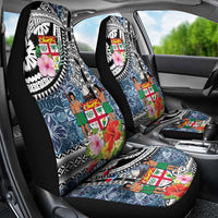 Fiji Day Car Seat Cover Traditional Tapa with Hibiscus and Emblems LT03 - Polynesian Pride
