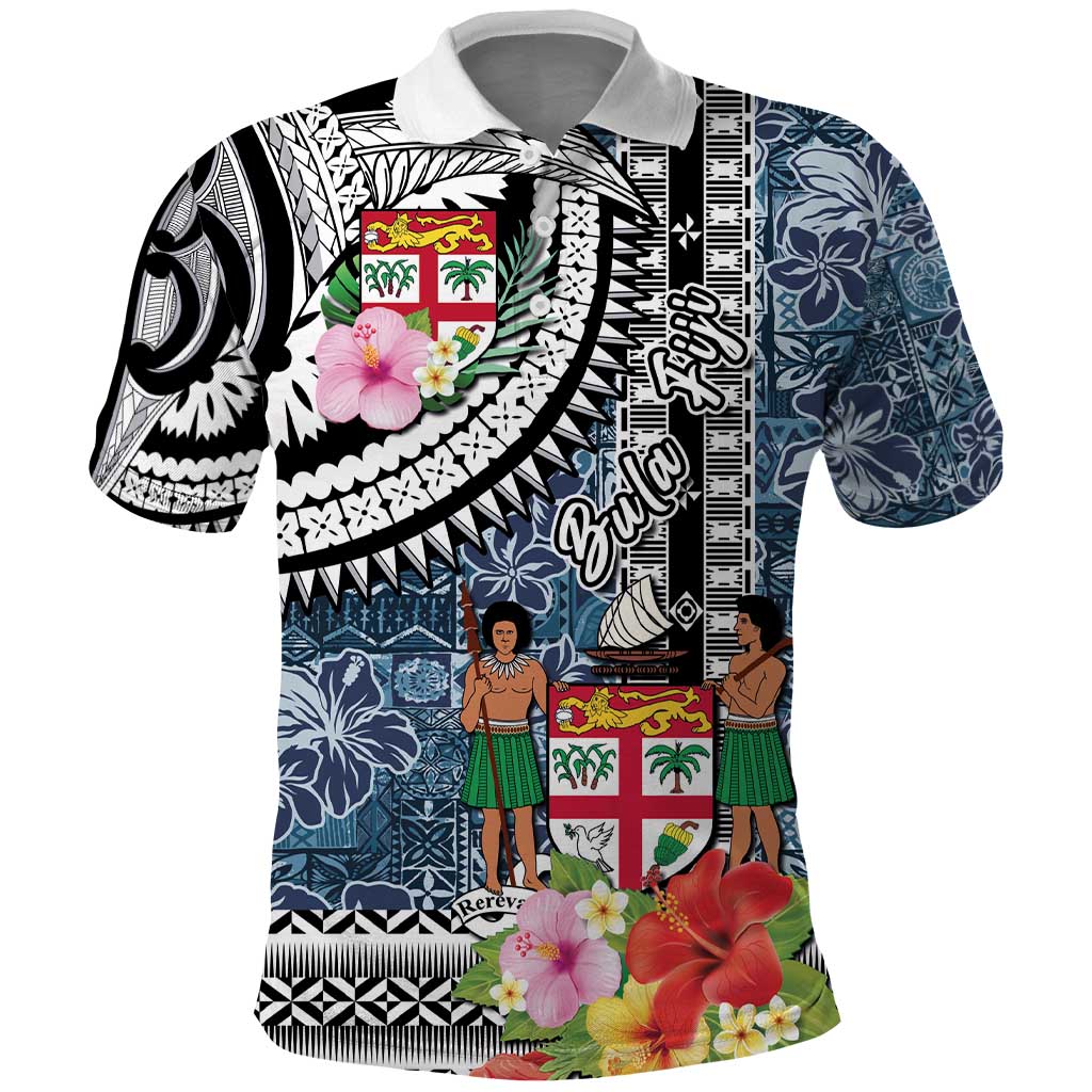Fiji Day Polo Shirt Traditional Tapa with Hibiscus and Emblems LT03 Kid - Polynesian Pride