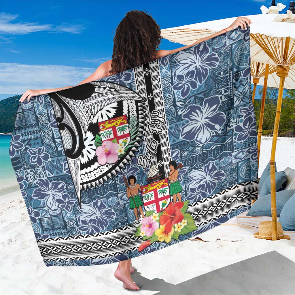 Fiji Day Sarong Traditional Tapa with Hibiscus and Emblems LT03 One Size 44 x 66 inches - Polynesian Pride