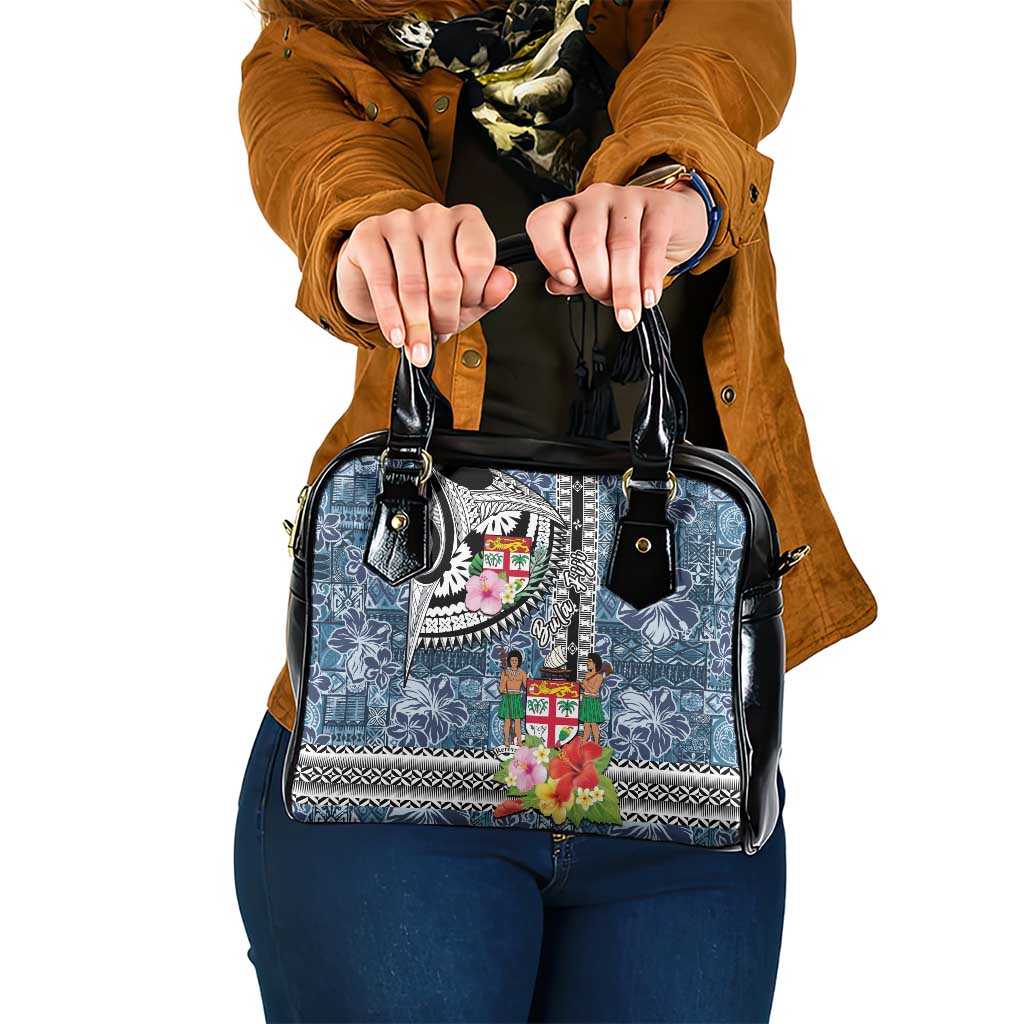 Fiji Day Shoulder Handbag Traditional Tapa with Hibiscus and Emblems LT03 One Size - Polynesian Pride
