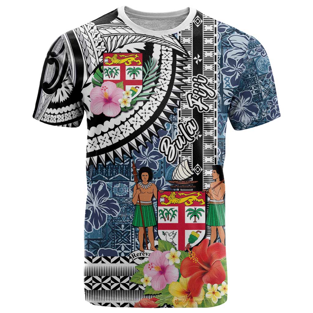Fiji Day T Shirt Traditional Tapa with Hibiscus and Emblems LT03 Kid - Polynesian Pride