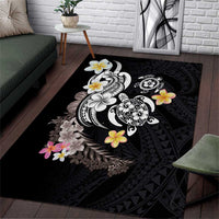 Hawaiian Tropical Plumeria Turtles Area Rug Polynesian Art Tattoo LT03 L 59 x 86 inches - Polynesian Pride
