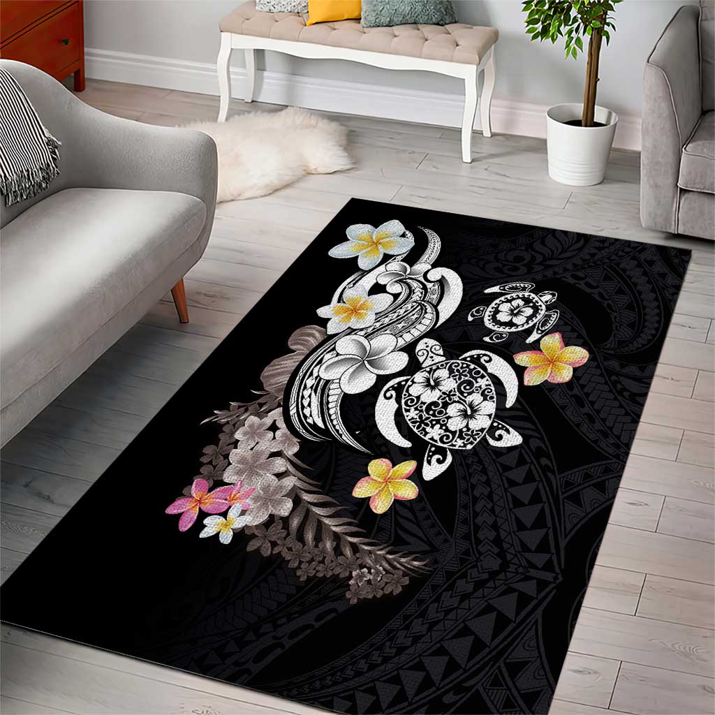 Hawaiian Tropical Plumeria Turtles Area Rug Polynesian Art Tattoo LT03 - Polynesian Pride