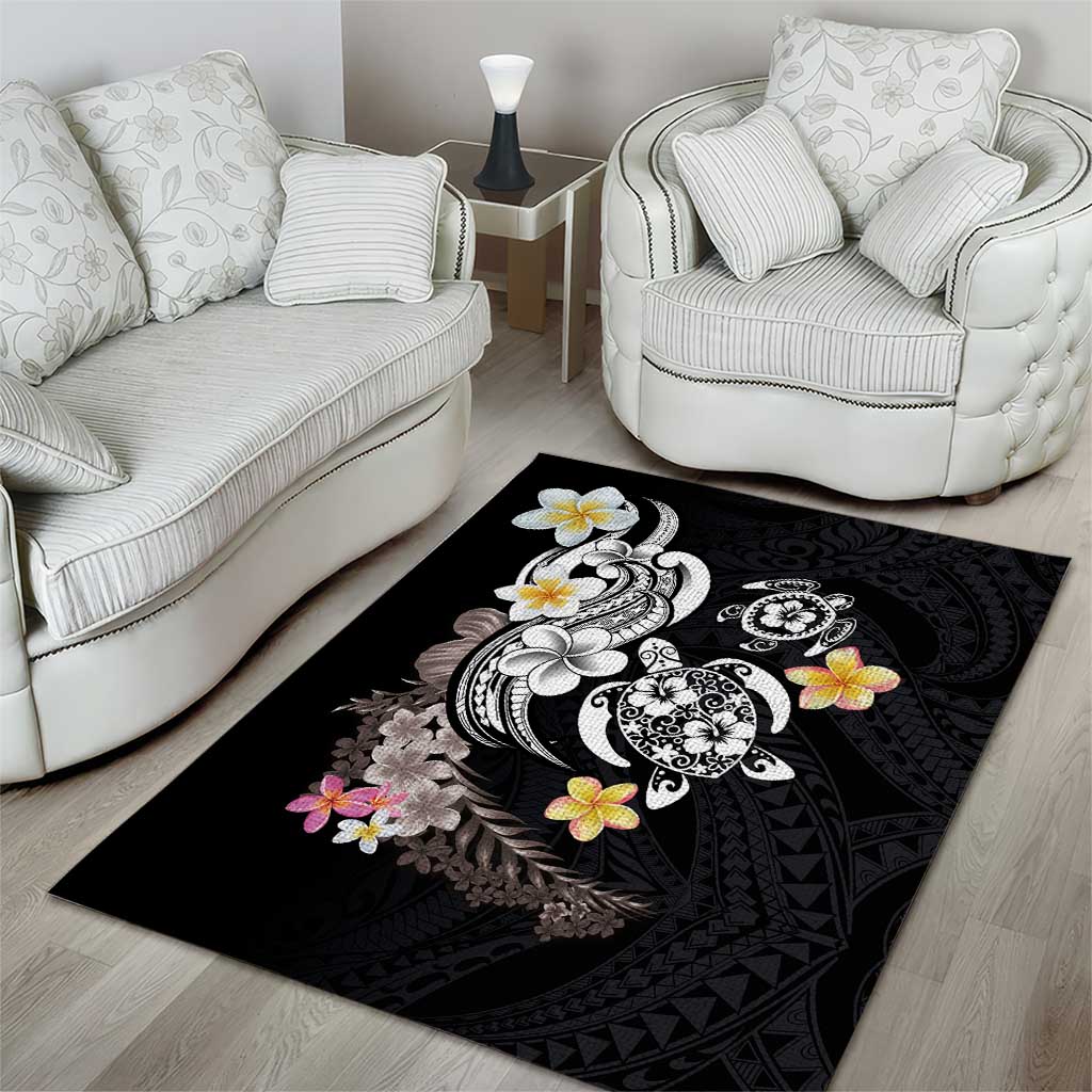 Hawaiian Tropical Plumeria Turtles Area Rug Polynesian Art Tattoo LT03 - Polynesian Pride