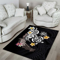 Hawaiian Tropical Plumeria Turtles Area Rug Polynesian Art Tattoo LT03 - Polynesian Pride