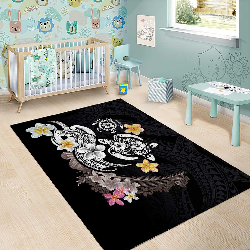 Hawaiian Tropical Plumeria Turtles Area Rug Polynesian Art Tattoo LT03 - Polynesian Pride