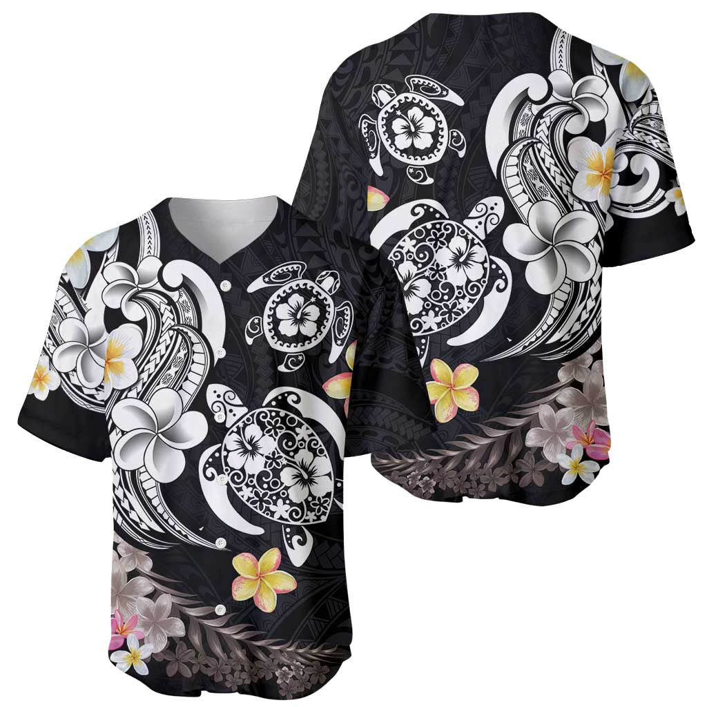 Hawaiian Tropical Plumeria Turtles Baseball Jersey Polynesian Art Tattoo LT03 - Polynesian Pride