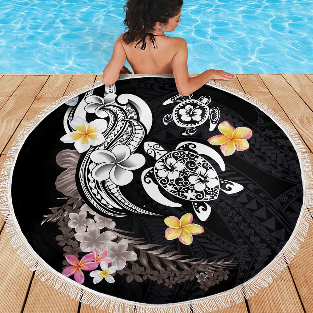 Hawaiian Tropical Plumeria Turtles Beach Blanket Polynesian Art Tattoo LT03 - Polynesian Pride
