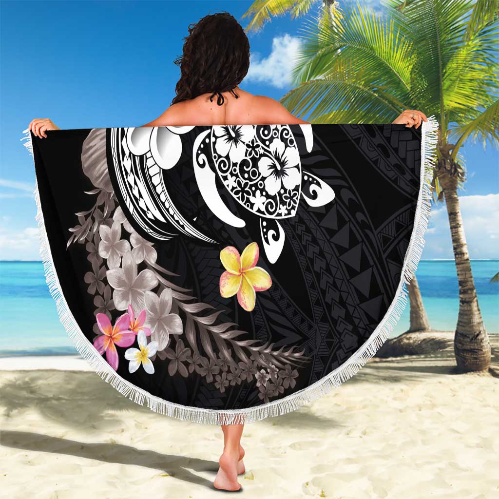 Hawaiian Tropical Plumeria Turtles Beach Blanket Polynesian Art Tattoo LT03 - Polynesian Pride