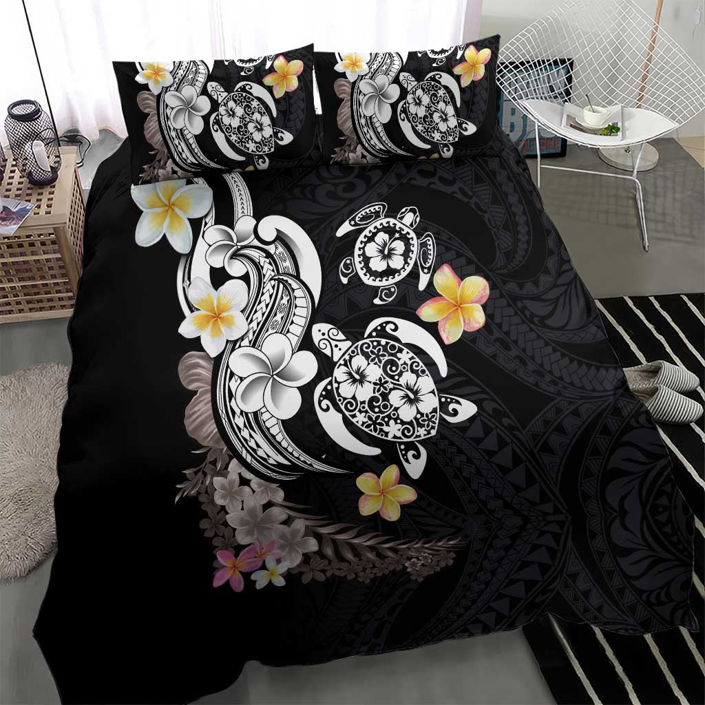 Hawaiian Tropical Plumeria Turtles Bedding Set Polynesian Art Tattoo LT03 - Polynesian Pride