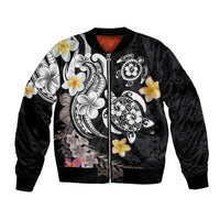 Hawaiian Tropical Plumeria Turtles Bomber Jacket Polynesian Art Tattoo LT03 Unisex - Polynesian Pride