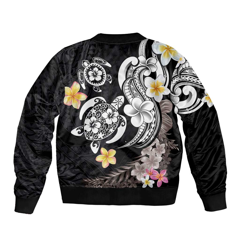 Hawaiian Tropical Plumeria Turtles Bomber Jacket Polynesian Art Tattoo LT03 - Polynesian Pride