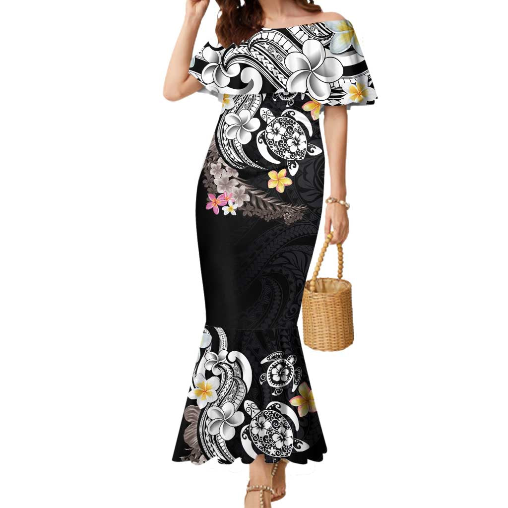 Hawaiian Tropical Plumeria Turtles Mermaid Dress Polynesian Art Tattoo LT03 Women - Polynesian Pride