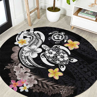 Hawaiian Tropical Plumeria Turtles Round Carpet Polynesian Art Tattoo LT03 - Polynesian Pride