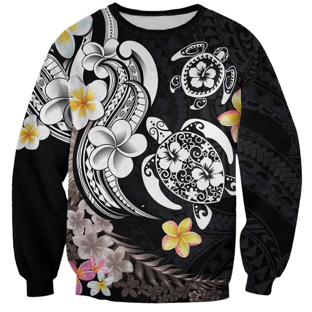 Hawaiian Tropical Plumeria Turtles Sweatshirt Polynesian Art Tattoo LT03 Unisex - Polynesian Pride