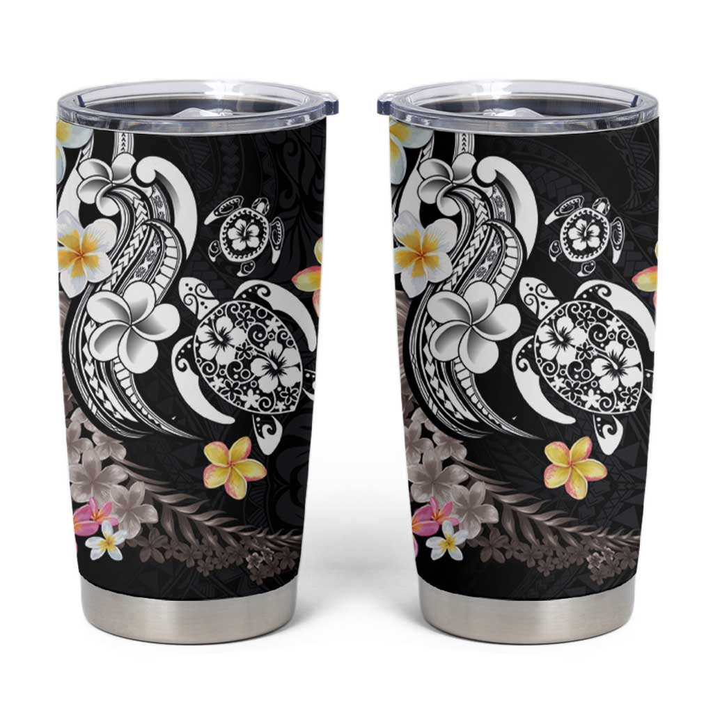 Hawaiian Tropical Plumeria Turtles Tumbler Cup Polynesian Art Tattoo LT03 - Polynesian Pride