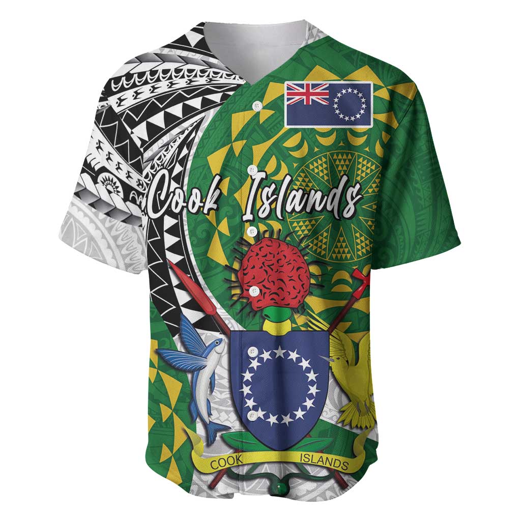 Cook Islands Independence Day Baseball Jersey National Flag and Emblem with Tatau Tattoo LT03 6XL - Polynesian Pride