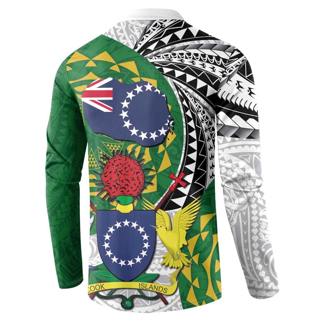 Cook Islands Independence Day Button Sweatshirt National Flag and Emblem with Tatau Tattoo LT03 - Polynesian Pride
