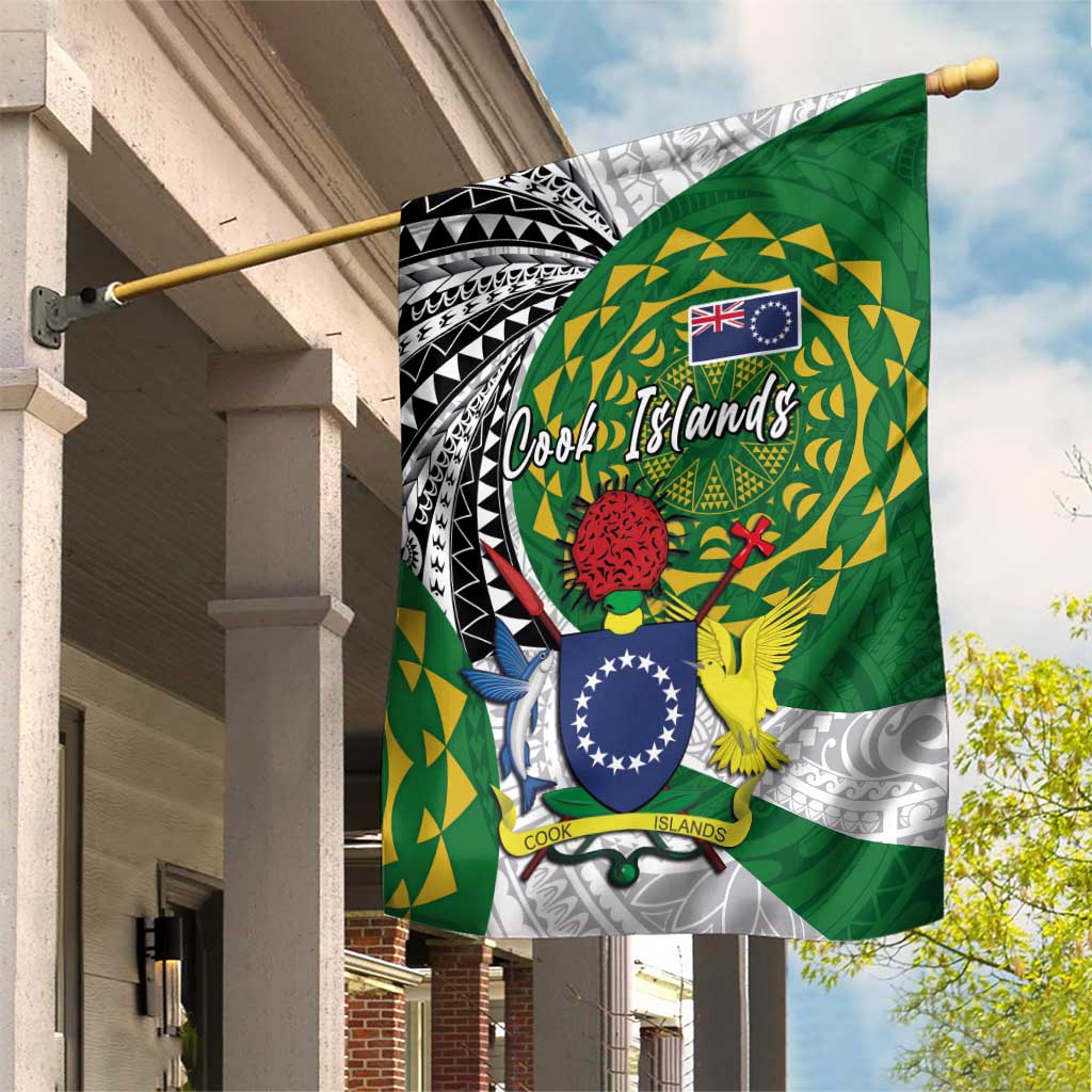 Cook Islands Independence Day Garden Flag National Flag and Emblem with Tatau Tattoo LT03 House Flag - Polynesian Pride