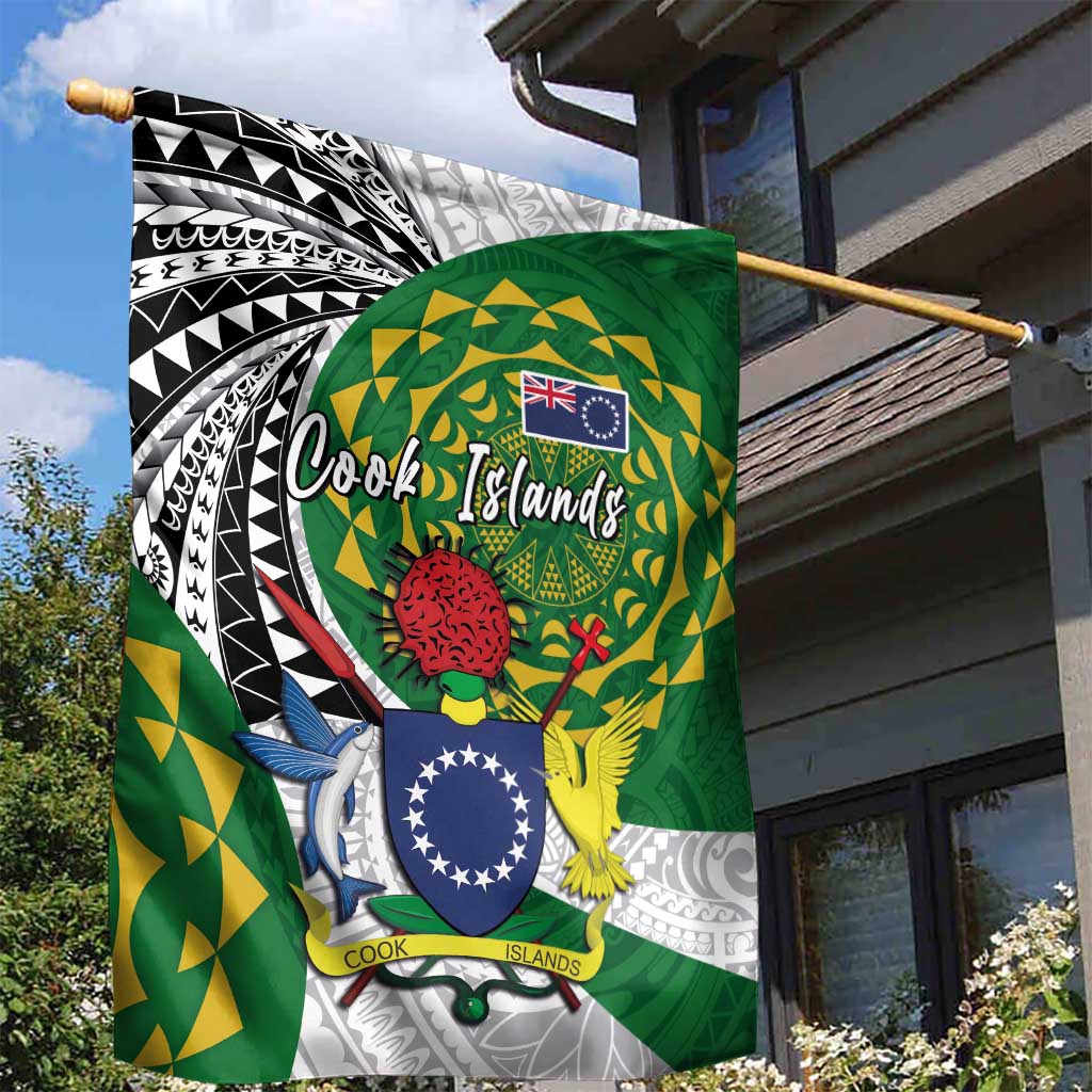 Cook Islands Independence Day Garden Flag National Flag and Emblem with Tatau Tattoo LT03 - Polynesian Pride