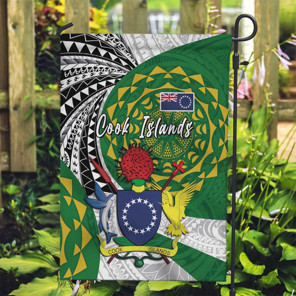 Cook Islands Independence Day Garden Flag National Flag and Emblem with Tatau Tattoo LT03 Garden Flag - Polynesian Pride