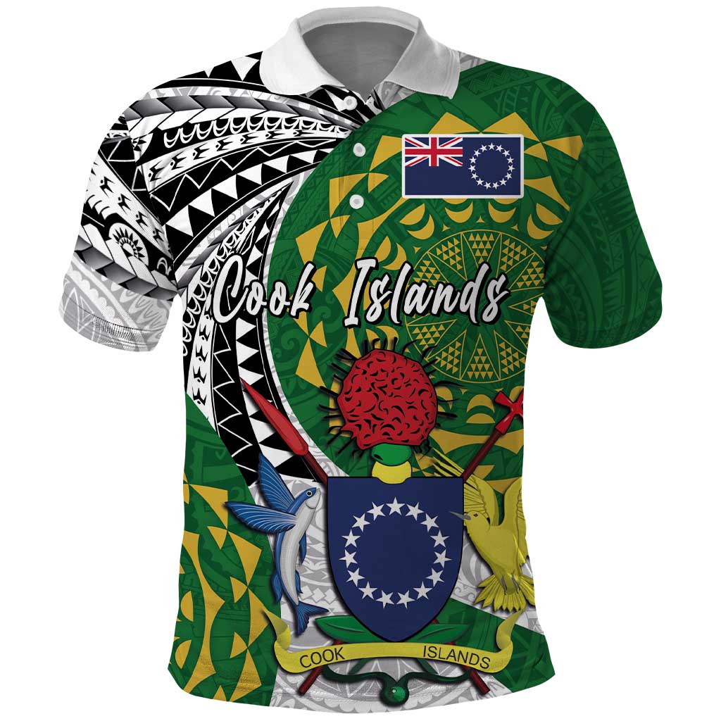 Cook Islands Independence Day Polo Shirt National Flag and Emblem with Tatau Tattoo LT03 Kid - Polynesian Pride