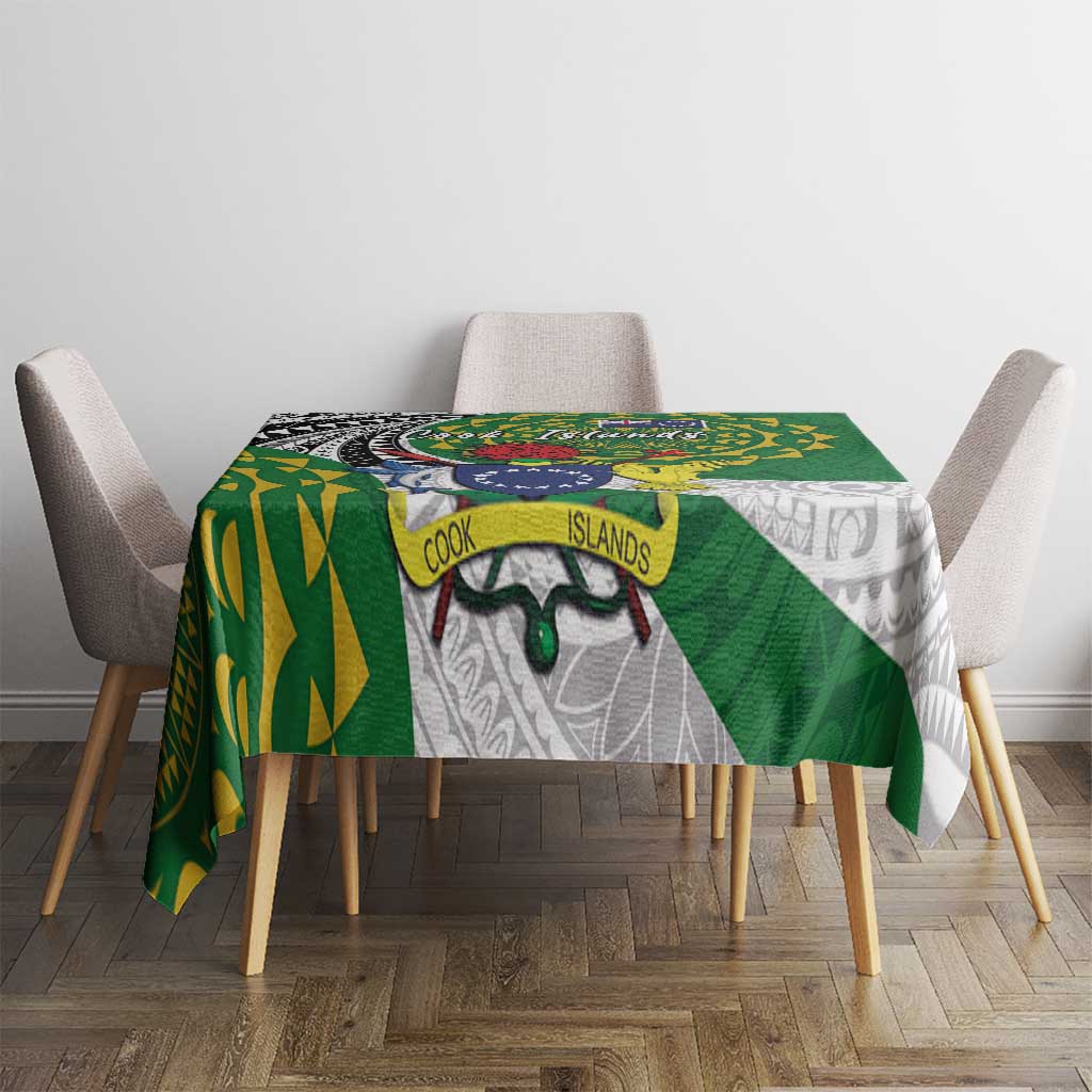 Cook Islands Independence Day Tablecloth National Flag and Emblem with Tatau Tattoo LT03 - Polynesian Pride