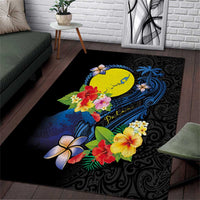 Palau Independence Day Area Rug Melanesian Tattoo with Hibiscus LT03 L 59 x 86 inches - Polynesian Pride
