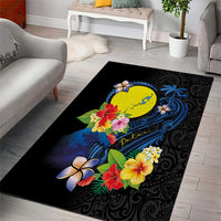Palau Independence Day Area Rug Melanesian Tattoo with Hibiscus LT03 - Polynesian Pride