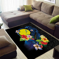 Palau Independence Day Area Rug Melanesian Tattoo with Hibiscus LT03 - Polynesian Pride