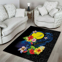 Palau Independence Day Area Rug Melanesian Tattoo with Hibiscus LT03 - Polynesian Pride