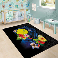 Palau Independence Day Area Rug Melanesian Tattoo with Hibiscus LT03 - Polynesian Pride