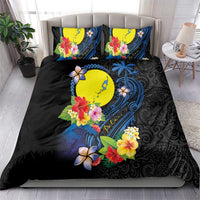 Palau Independence Day Bedding Set Melanesian Tattoo with Hibiscus LT03 - Polynesian Pride