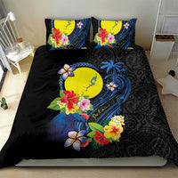 Palau Independence Day Bedding Set Melanesian Tattoo with Hibiscus LT03 - Polynesian Pride