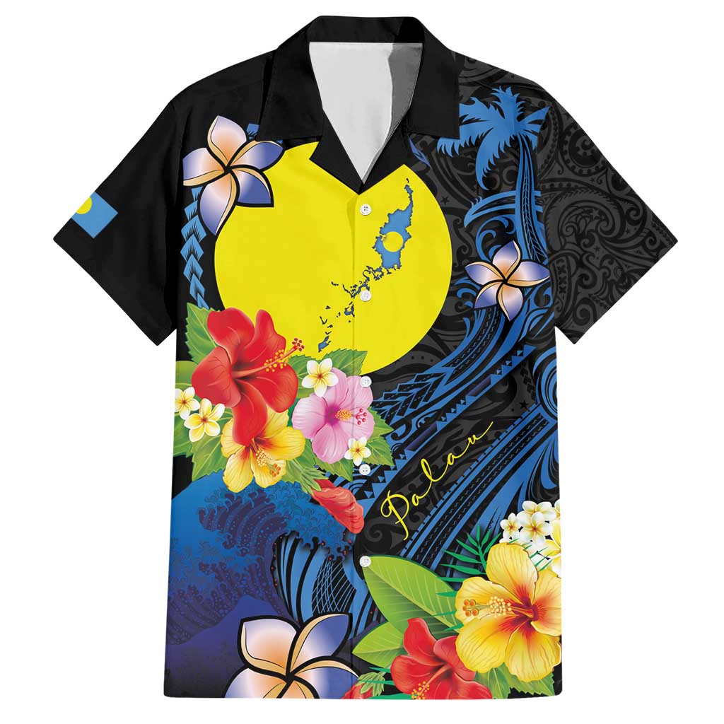 Palau Independence Day Hawaiian Shirt Melanesian Tattoo with Hibiscus LT03 Kid - Polynesian Pride