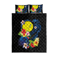 Palau Independence Day Quilt Bed Set Melanesian Tattoo with Hibiscus LT03 - Polynesian Pride